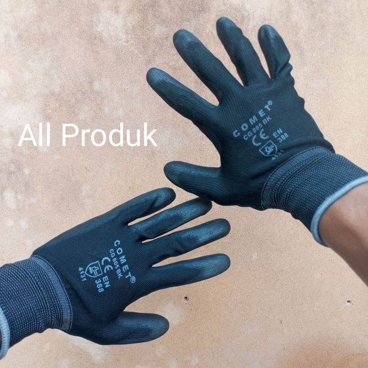 Sarung Tangan Safety Kerja Pu Glove Merk Comet Palm Fit Anti Slip