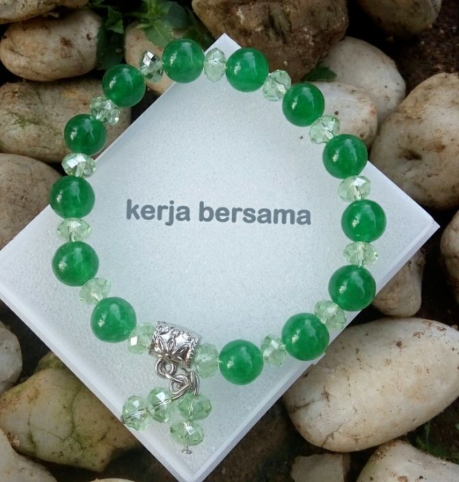 Gelang Batu Akik 8mm Kombinasi Kristal Lazada Indonesia