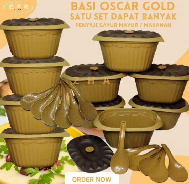 Oscar Basi Prasmanan Isi Set Tempat Wadah Saji Sayur Gratis Centong