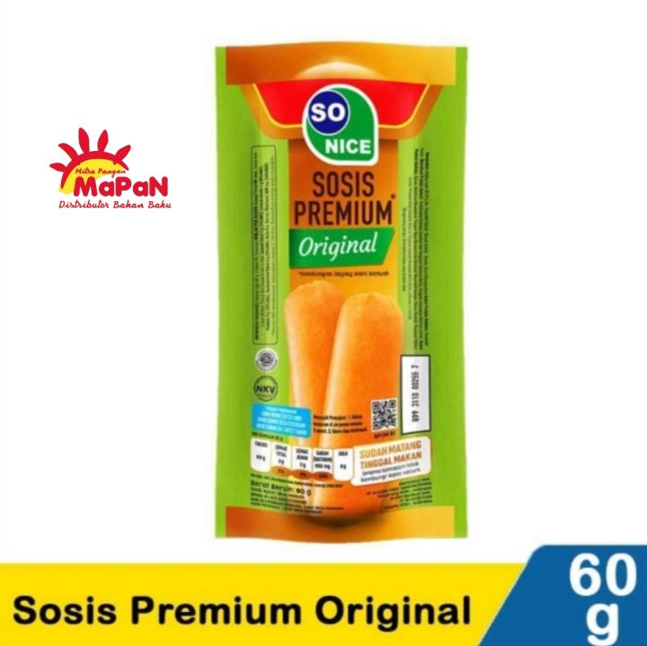 SOSIS SO NICE PREMIUM 60GR ORIGINAL KEJU SMOKED BRATWURST Lazada