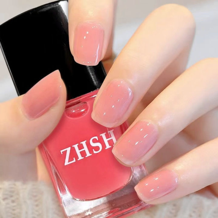 Jelly Nude Pink Nail Polish Summer New Women S Nail Art Kit Non Peel Fast Drying White Enhancing