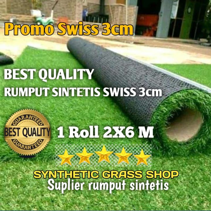 Karpet Rumput Sintetis Meteran Tipe Swiss 3cm Ukuran 2x6 Meter Karpet