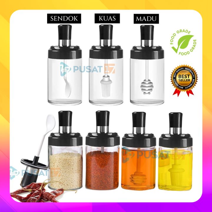 Botol Bumbu Kaca Rempah Tabur 2 PCS Tempat Bumbu Dapur Terbaru