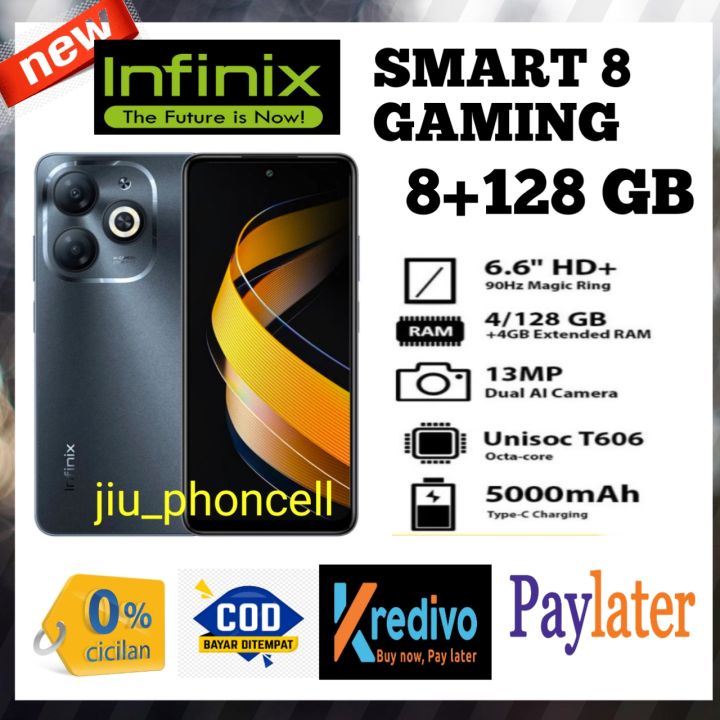 Infinix Smart 8 GAMING Ram 8 128 GB Layar 6 6 Inci Charger Tipe C