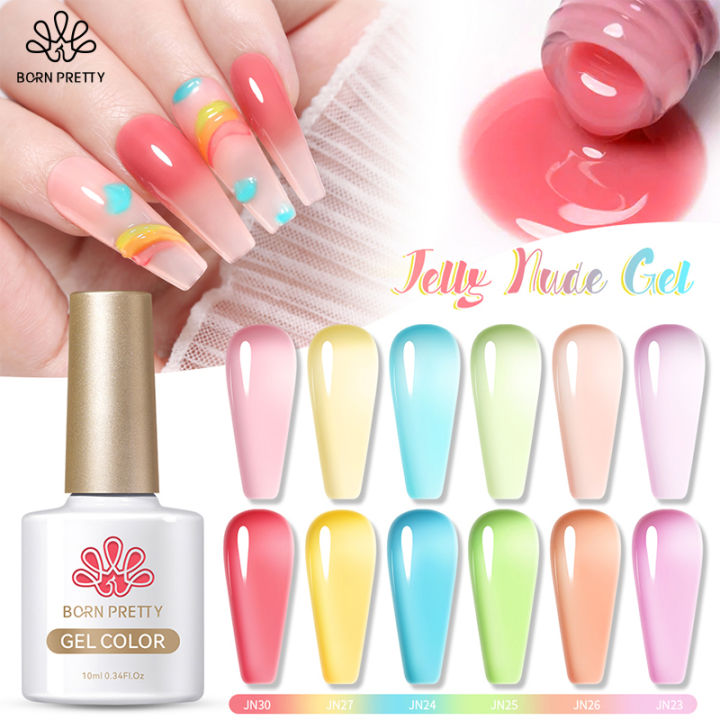 BORN PRETTY 10ml 6pcs Set Jelly Nude Gel Set Nail Art Polish Gel UV Gel