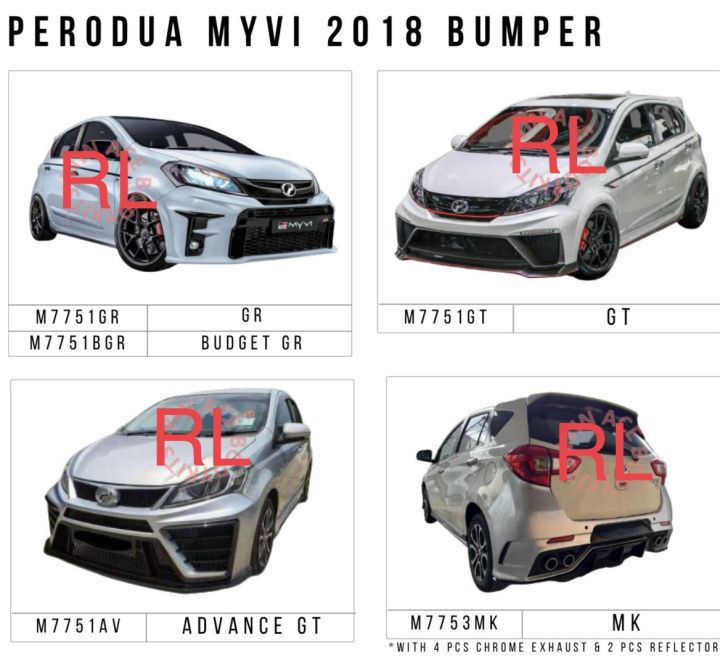 Perodua Myvi 2017 2018 2019 2020 Front Rear Bumper MK GT GR ADVANCE