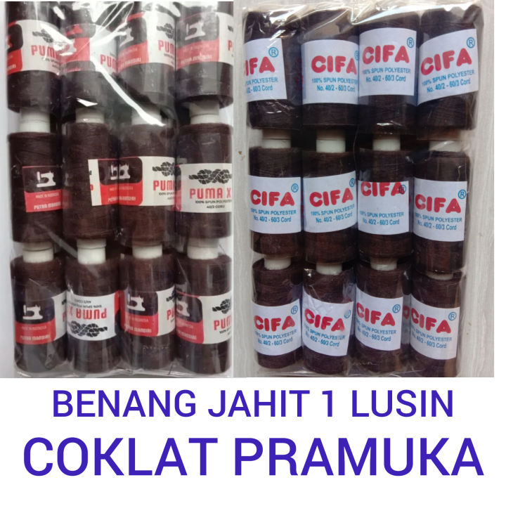 BENANG JAHIT WARNA COKLAT PRAMUKA TEBAL TIDAK GAMPANG PUTUS 500 YARD 40