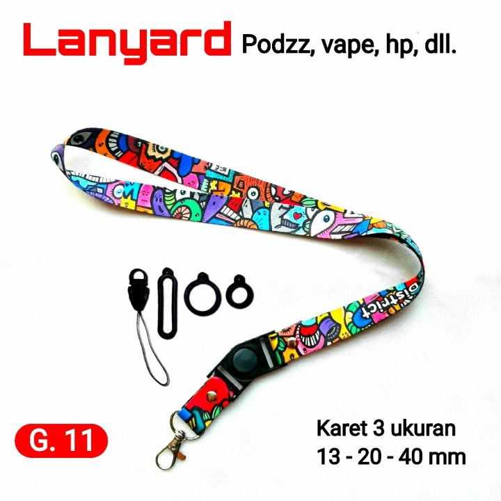 Lanyard Tali Gantungan Hp Id Card Podzdll Plus Karet 3 Ukuran Dan Tali