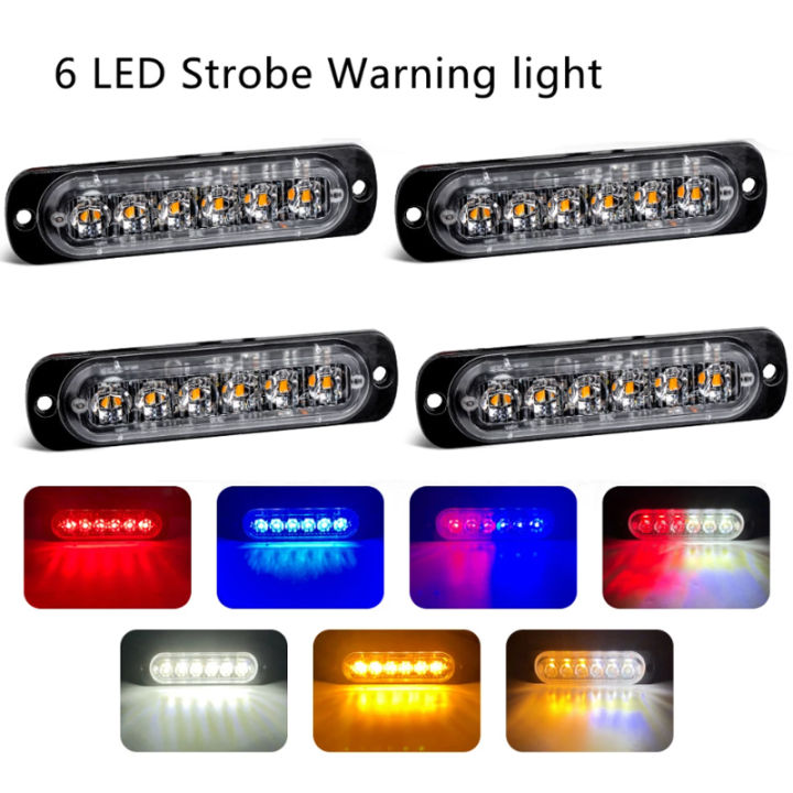 Led Strobe Light Flashing Grille Lights Car Emergency Light 6LED Warn