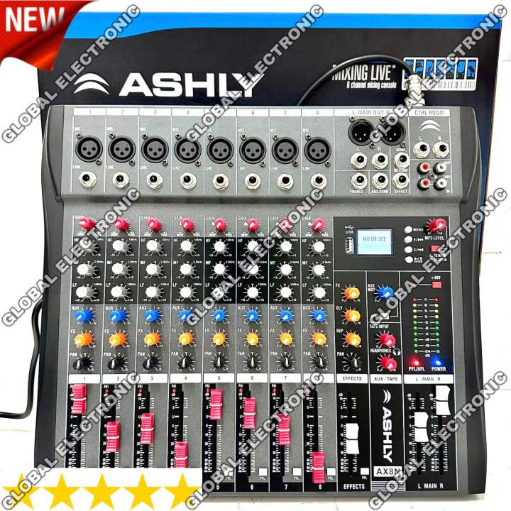 Mixer Audio Ashly AX8N Usb 8 Channel Original Ashley Usb Bluetooth