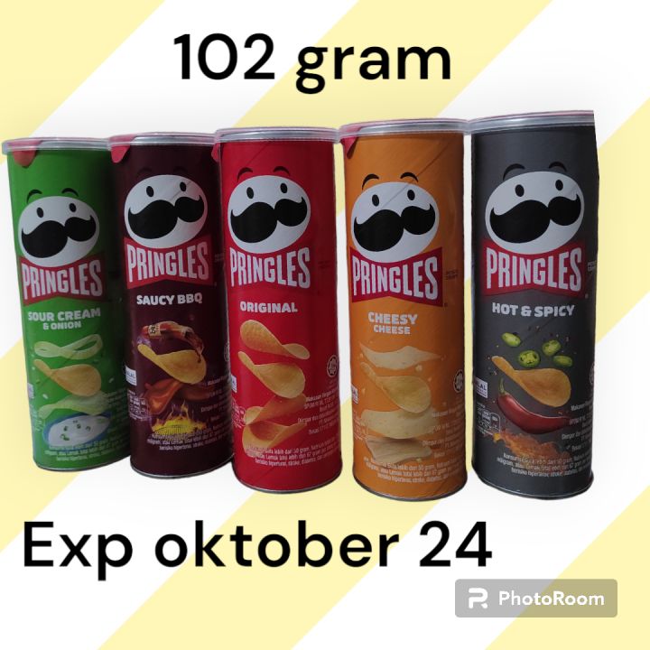 Pringles Potato Chips Kemasan Kaleng Besar 102 Gr Rasa Original Bbq