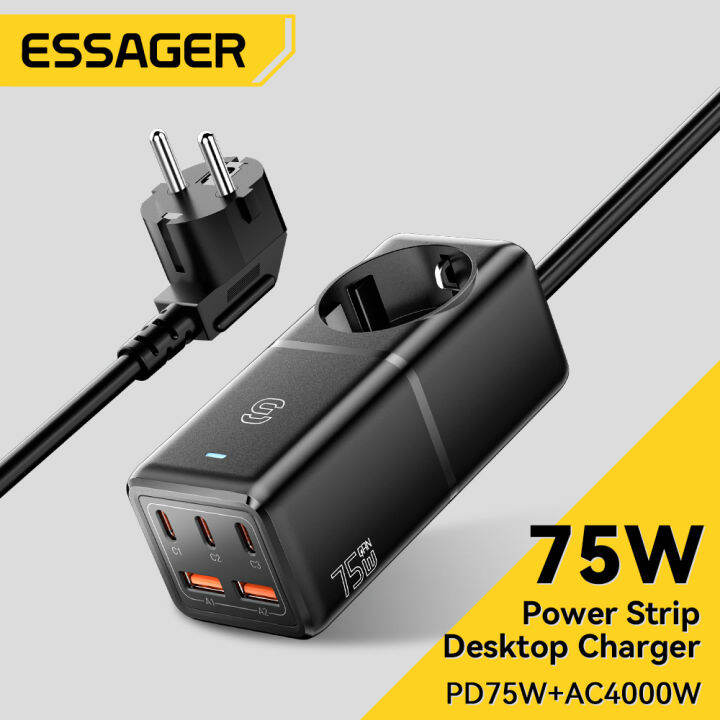 Essager 75W GaN Desktop Charger Quick Charge 65W USB Type C Fast