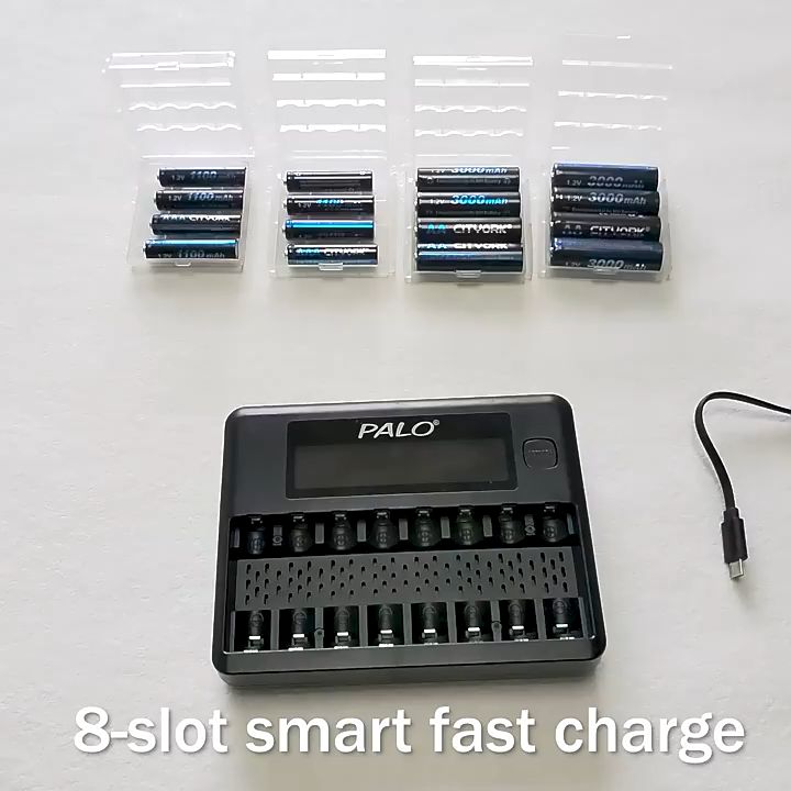 CITYORK 8 Slot LCD Smart Charger For 1 2V AA AAA Ni MH NI CD Battery