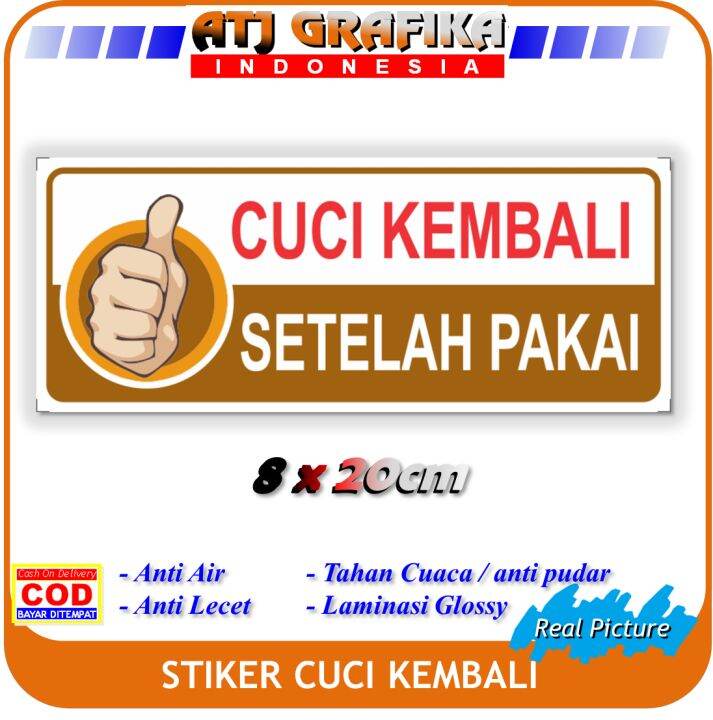 Stiker Cuci Kembali Setelah Pakai Sticker Kebersihan Gelas Piring