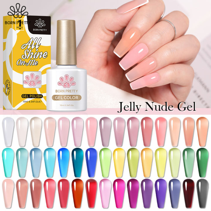 BORN PRETTY 10ml Transparent Jelly Nude Gel Nail Polish Sheer Glitter