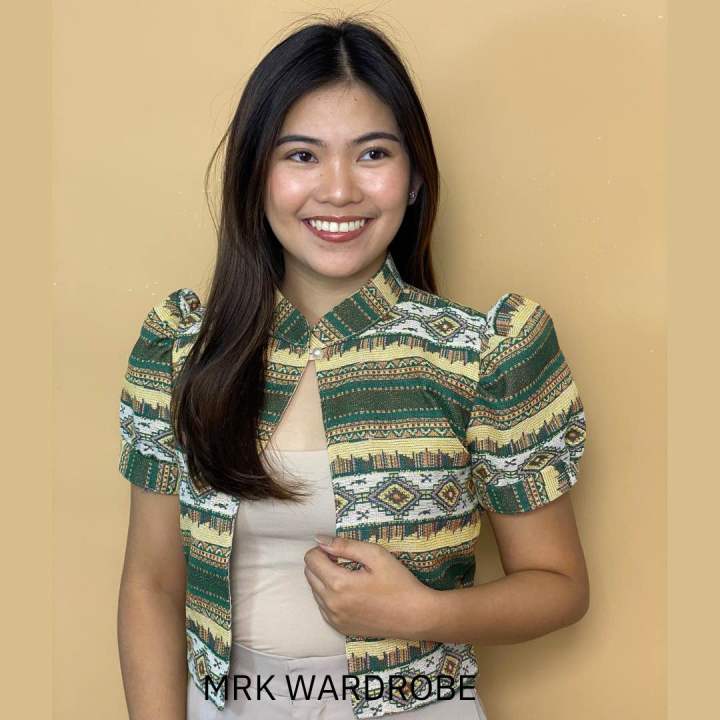 Modern Filipiniana Puff Sleeves Ethnic Bolero Cindy Lazada PH