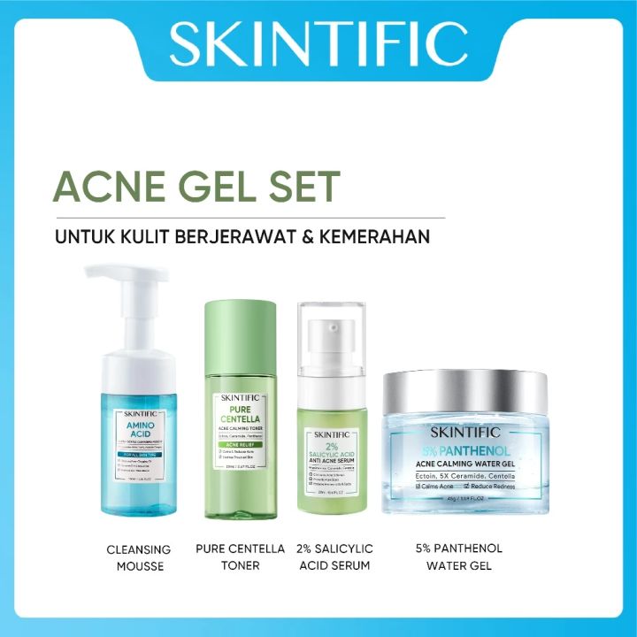 Skintific Skintific Pcs Paket Skincare Acne Gel Set With Serum