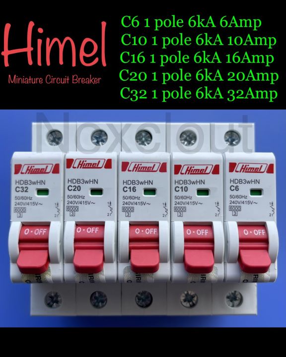 MCB HIMEL MINIATURE CIRCUIT BREAKER C 1P 6kA MCB 240 415V SIRIM JKR