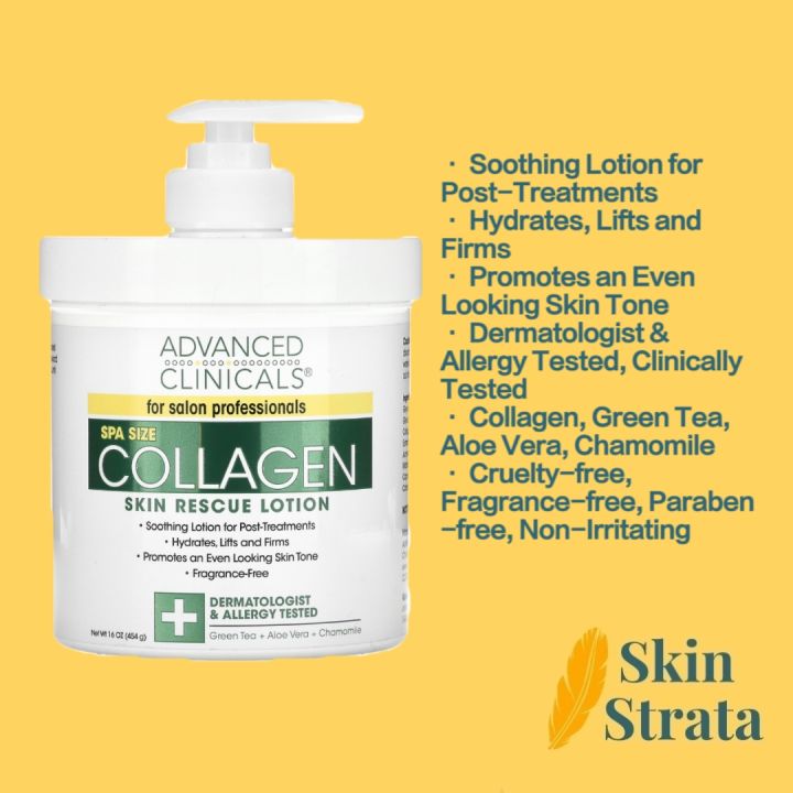 Advanced Clinicals Collagen Skin Rescue Lotion Moisturizer 16 Oz