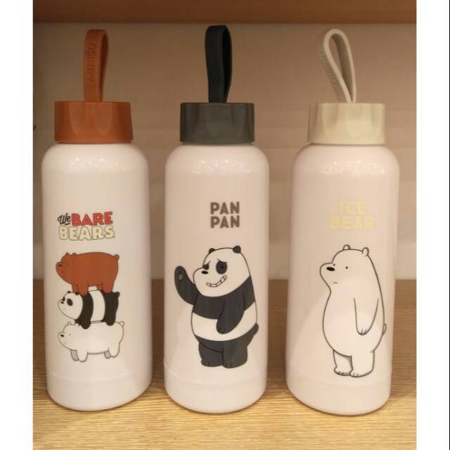 Miniso X We Bare Bears Wrn New Glass Bottle Wbb Ml Botol Minum