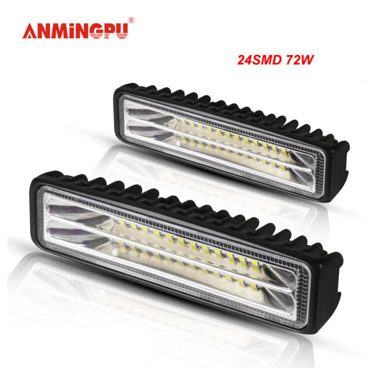 ANMINGPU 2X6นว48W 72WไฟLed Bar 12V 24V LEDออฟโรดบารสำหรบรถ