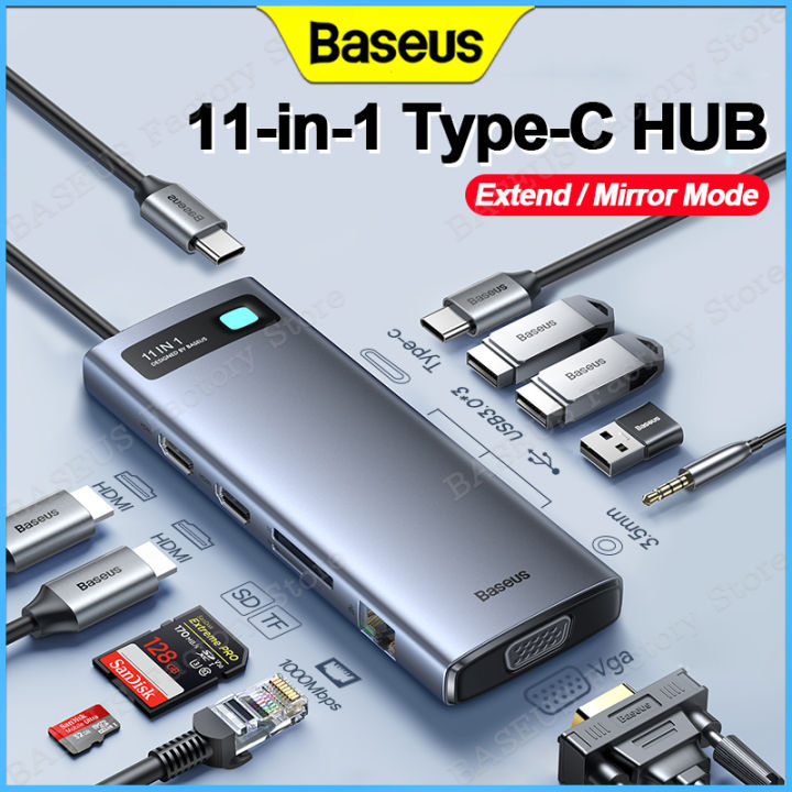 Baseus In Type C Hub Docking Station Hdmi Vga Transmission Rj Sd