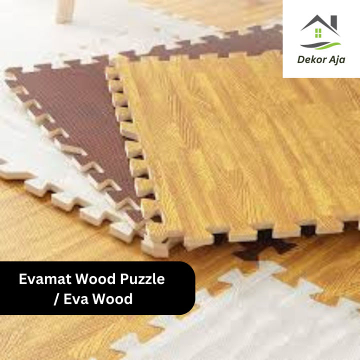 Puzzle Alas Lantai Evamat Wood Karpet Alas Eva Puzzle Motif Kayu