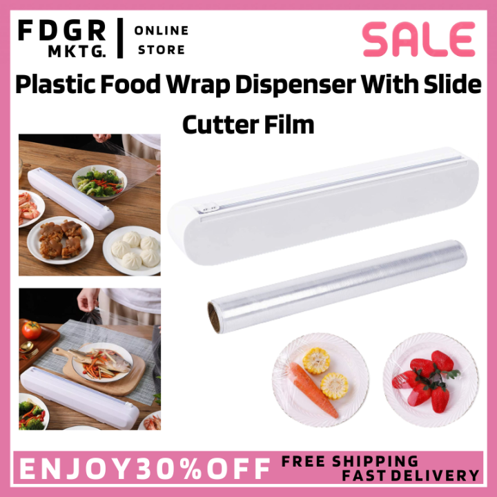 Refillable Plastic Food Wrap Dispenser With Slide Cutter Film Dispenser