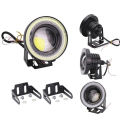 2 5 15W Car White COB LED Projector Angel Eyes Blue Ring DRL Fog