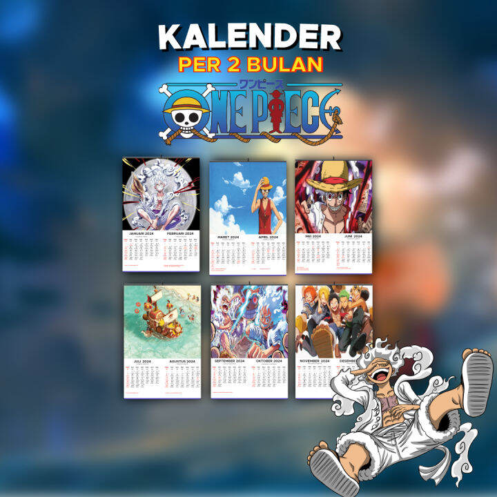 Kalender Dinding Anime One Piece 2024 6 Lembar Klem Lazada Indonesia