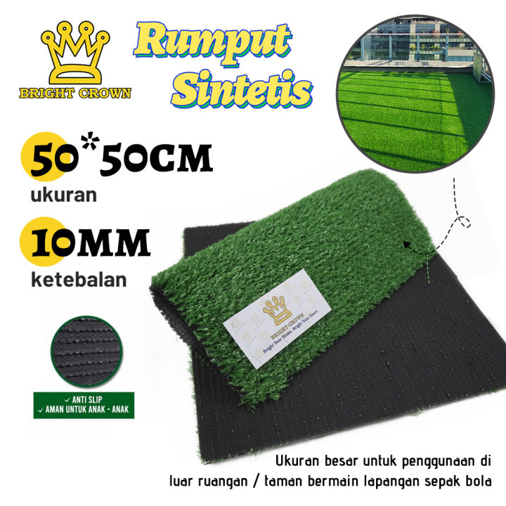 Bright Crown Rumput Sintetis Swiss Full Hijau 50X50CM TEBAL 10mm