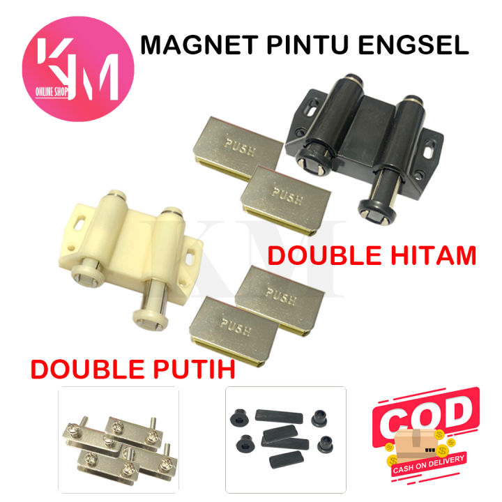 Engsel Kaca Jepit Magnet Double Push Open Pintu Kaca Free Skrup