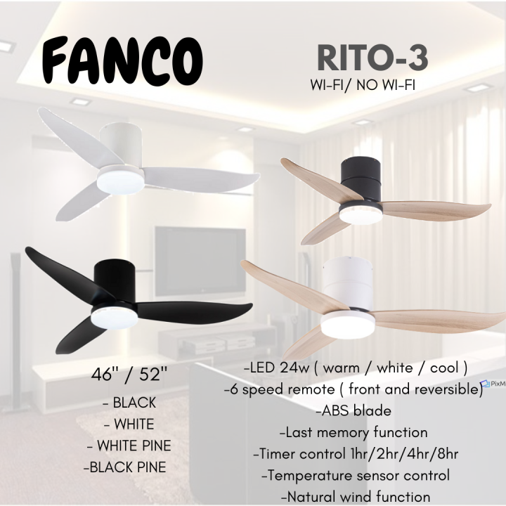 Installation Promo Fanco Rito Hugger Dc Ceiling Fan W Led Tri