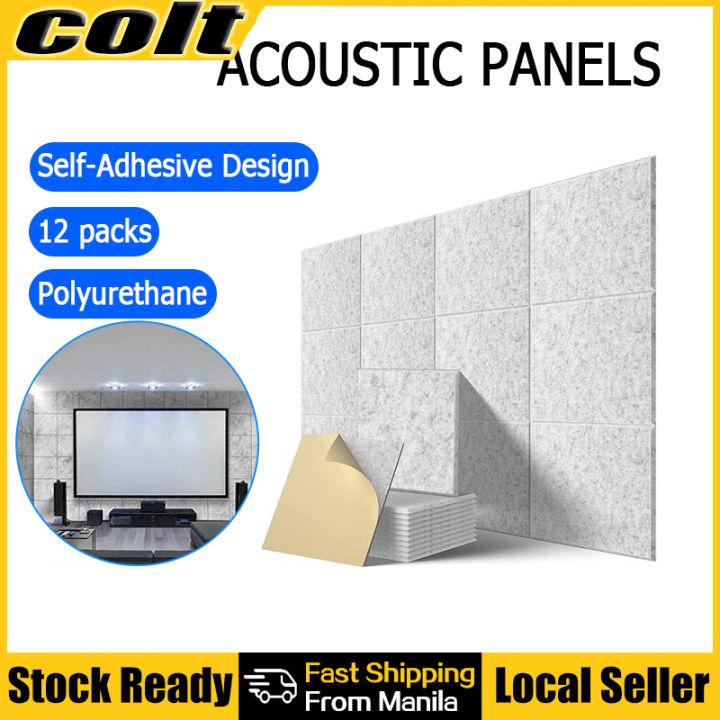 12Pack Acoustic Panels Sound Proof Padding Bevled Edge Polyester Fiber