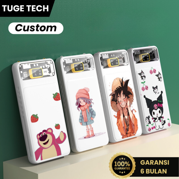 TUGE TECH K49 Custom Powerbank 20000 MAh Dual Lampu LED Power Bank Mini