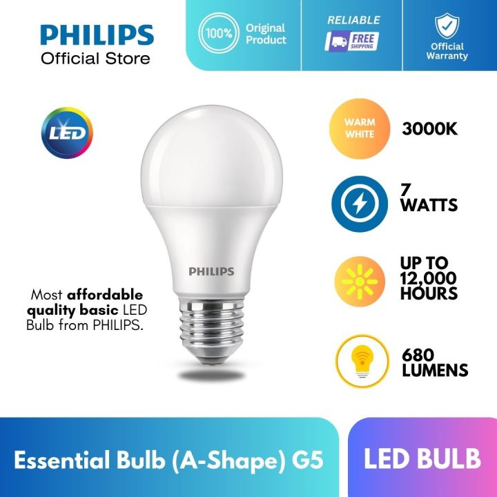 Philips Essential LED Bulb A Shape G5 E27 3000K 230V 1CT 12 APR Single