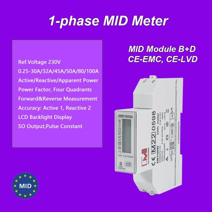 EM118089 90 91 RS485 Single Phase DIN Rail Bidirectional Metering