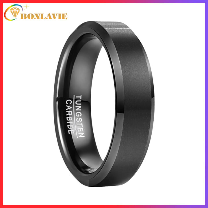 Bonlavie Tungsten Ring For Men Mm Black Tungsten Carbide Engagement