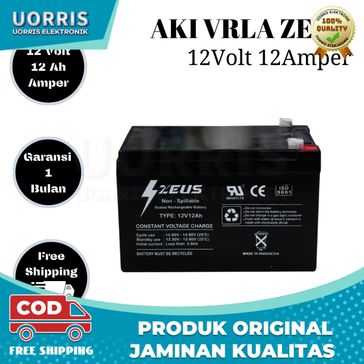 Aki Sepeda Listrik 12v 12ah MF Kering VRLA Zeus Battery Lazada Indonesia