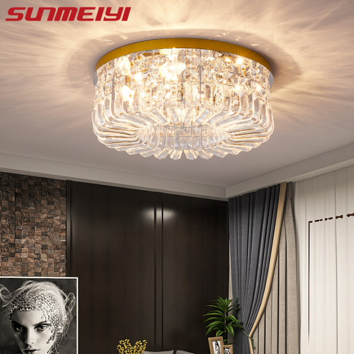 SUNMEIYI Modern K9 Crystal Led Ceiling Lights Living Room Luxury Gold