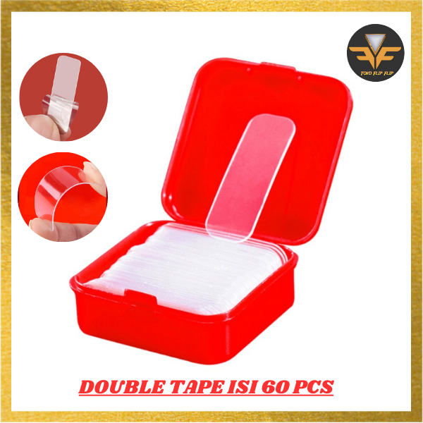 Double Tape Mini Isi Pcs Box Transparan Sisi Tape Perekat Dua