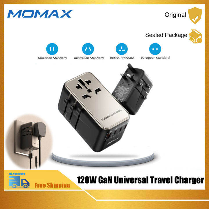 MOMAX GaN 120W Fast Charge Travel Converter Plug Universal Power