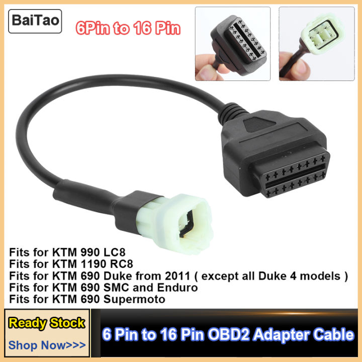 6 Pin To 16 Pin OBD Adapter Cable OBD2 Engine Fault Diagnosis And