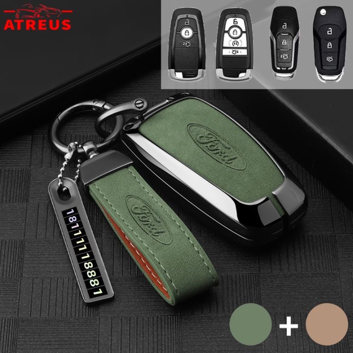 Ford Zinc Alloy Leather Car Key Case Full Wrap Cover Smart Key