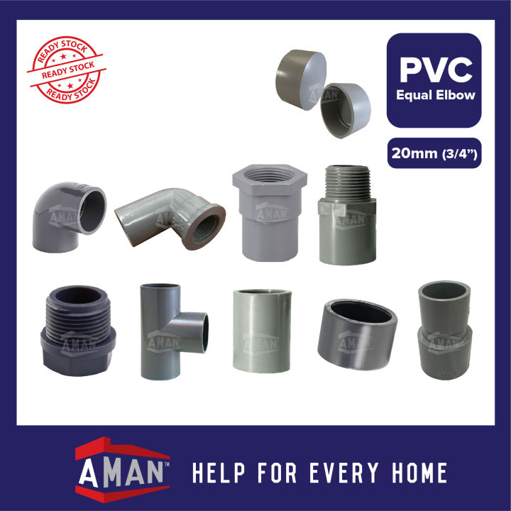 AMAN 20mm PVC Fitting Pipe Connector Elbow Socket Elbow Tee PT Socket