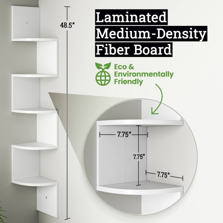 COD 5 Tier Wall Shelf Minimalist Floating Wall Mount Corner Shelves