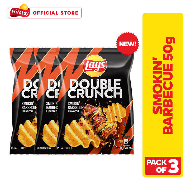 Lay S Double Crunch Smokin Barbecue Flavored Potato Chips 50g Bundle