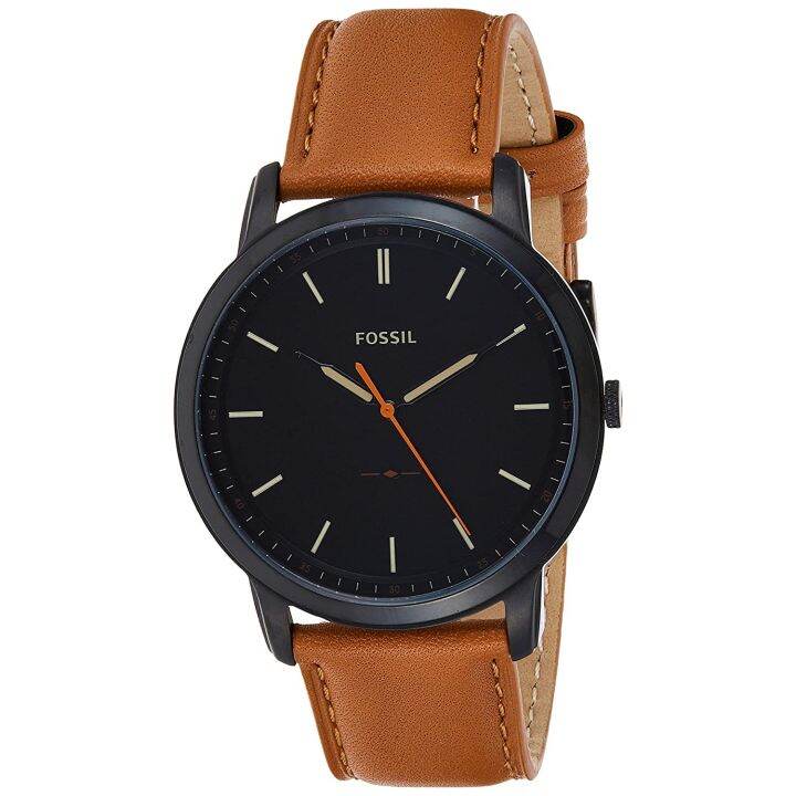 Fossil Mens Minimalist Black Dial Brown Leather Watch Fs Lazada