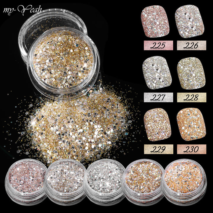 Myyeah 6 Colors Glitter Nail Sequins Ultra Thin Hexagon Flakes Luxury