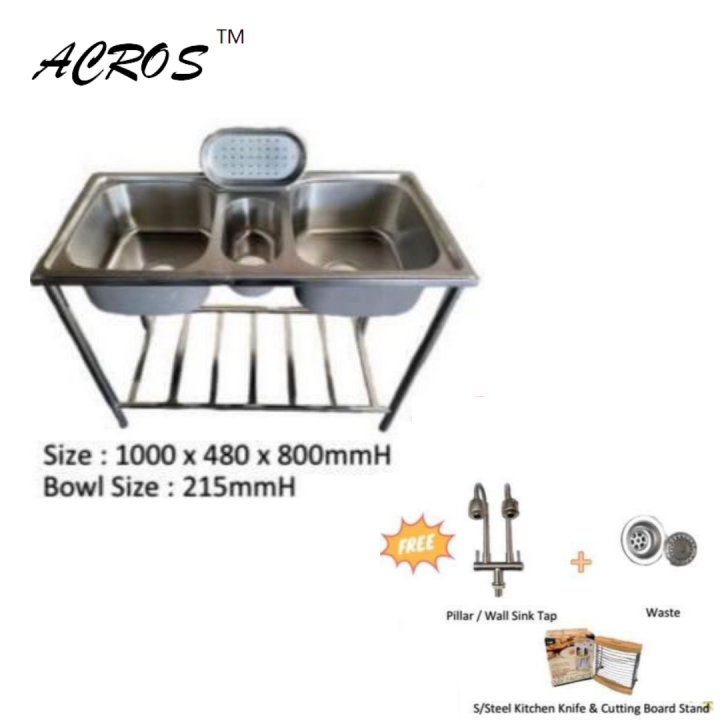 STAINLESS STEEL Triple BOWL SINK WITH STAND Rak Sinki Singki Steel